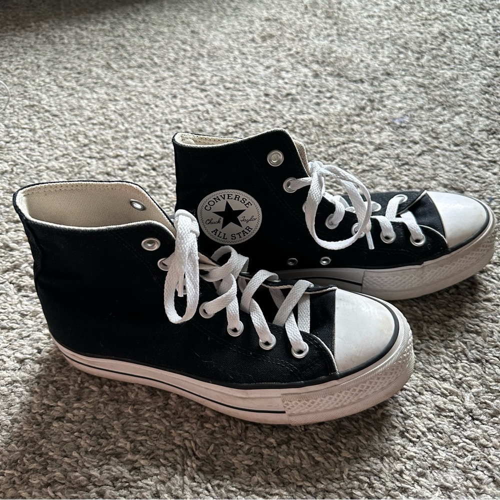 Black platform hi tops converse